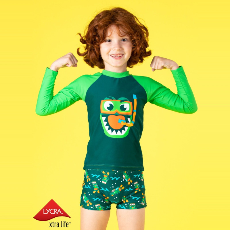 Camiseta Kids Manga Longa Puket Jacar Verde OUT18 110400445