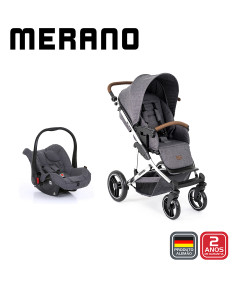 Carrinho de Bebê ABC Design Travel System Merano Diamante Asphalt (com Shopping Bag)
