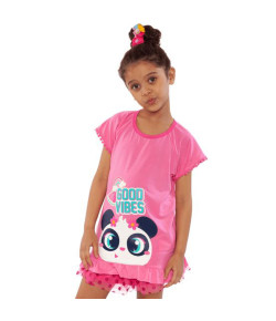 Pijama Manga Curta Kids Puket Panda Patches Tutu Camuflado Rosa - 030501555