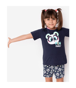 Short Doll Camiseta MC Puket Azul Marinho Panda Abacate | Tamanho: 01