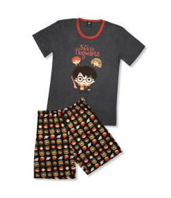 Pijama Manga Curta Teen Puket Harry Potter Cinza - 030501639