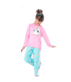 Pijama Manga Longa Teen Puket Eco Unicórnio Rosa 