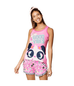 Pijama Nadador Adulto Puket Panda Patches Rosa - 030602063