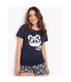 Short Doll Camiseta MC Puket Azul Marinho Panda Abacate
