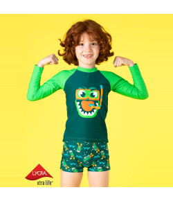 Camiseta Kids Manga Longa Puket Jacaré Verde OUT18 - 110400445