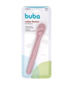 Colher Flexível em Silicone Buba Rosa