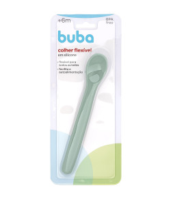 Colher Flexível em Silicone Buba Verde 18786 6M+