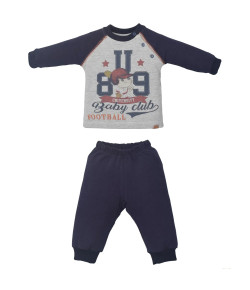 Conjunto Longo Comfort Baby Club Upi Uli INV21 Cinza e Azul