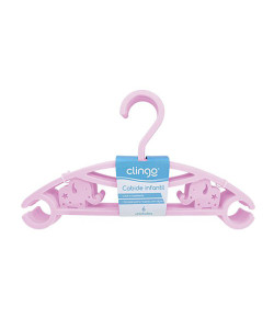 Kit Infantil 6 Cabides Clingo Elefante Rosa - C0002