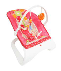 Cadeira de Descanso Bebê Acolchoada Com Vibração, Som e Base Curva Rosa