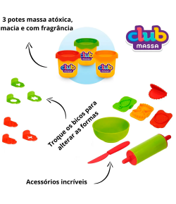 Club Massa Kit Pizza e Pasta 554 - Usual Brinquedos Cor:Verde