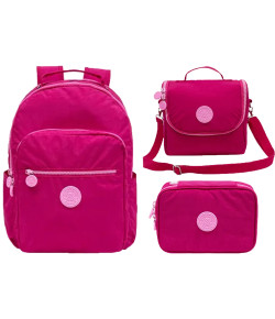 Kit Escolar Tam 16 Xeryus Trendy S3 Pink Mochila C + Lancheira + Estojo Box