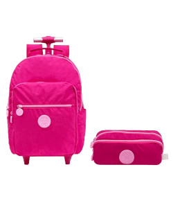 Kit Escolar Tam 16 Xeryus Trendy S3 Pink Mochila R + Estojo Duplo