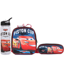 Kit Escolar Lancheira + Estojo Duplo + Garrafa Dermiwil Carros Piston Cup (51810+51812+51813)