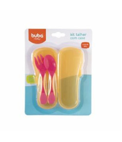 Kit Talher Baby Com Case Buba Toys Rosa 5410