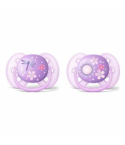 Kit de Chupetas Avent Ultra Soft Decoradas Lílas 6 a 18 Meses SCF222/22