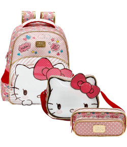 Kit Escolar Mochila 16 + Lancheira + Estojo Xeryus Hello Kitty Lovely Kitty (7902+7904+7905)