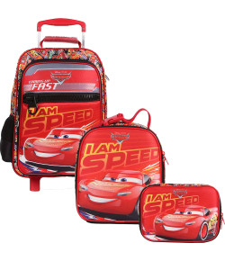 Kit Escolar Mochilete G + Lancheira + Estojo Luxo Dermiwil Carros I Am Speed (51828+51829+51831)