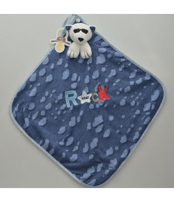 Naninha Blanket Zip Toys Cetim Rock Star Azul