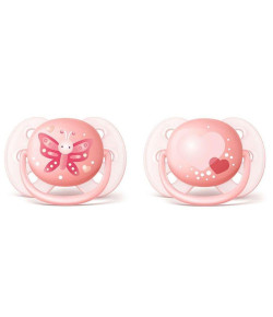 Chupeta Avent Ultra Soft Tamanho 1 0-6M Borboleta/Coração Rosa