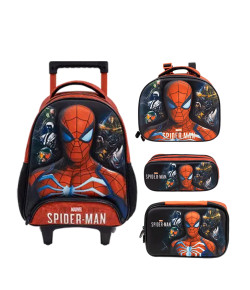 Kit Escolar 14 Xeryus Spider Man S1 Mochila R + Lancheira + Estojo Duplo + Estojo Especial