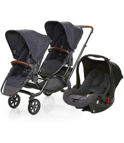 Carrinho de Bebê Para Gêmeos ABC Design Zoom + Bebê Conforto Style Street