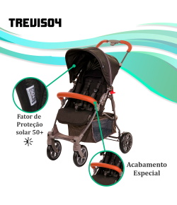 Carrinho de Bebê Treviso4 ABC Design Woven Black (Detalhe em Couro)