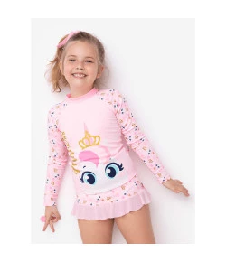 Camiseta Kids Unicórnio ML Puket Rosa Bebe