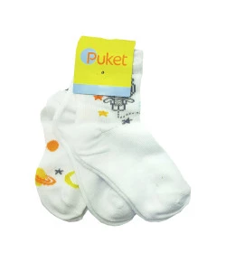 Tripack de Meia Puket Club Baby Astronauta 