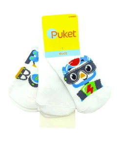 Tripack de Meia Puket Club Baby Robô | Tamanho: 19 a 22