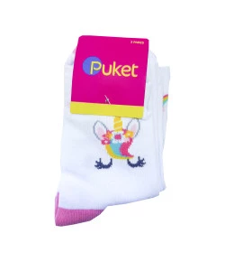 Tripack de Meia Puket Club Feminino Unicórnio 010603622 