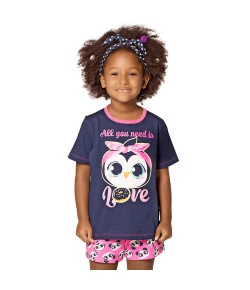 Pijama Manga Curta Kids Puket Pinguim Patches Azul Marinho INV19 - 030401911