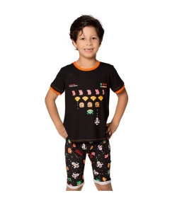 Pijama Manga Curta Kids Puket Píxel Preto INV19 - 030401929