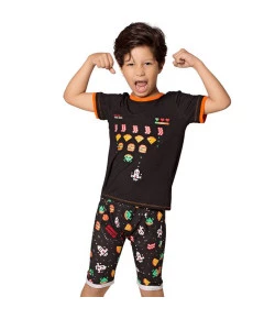 Pijama Manga Curta Teen Puket Píxel Preto INV19 - 030501461