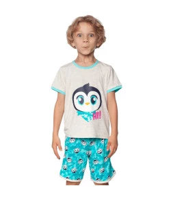 Pijama Manga Curta Teen Puket Pinguim Verde Água INV19 - 030501466