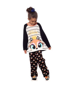 Pijama Manga Longa Kids Puket Raposa Preto INV19 - 030401992