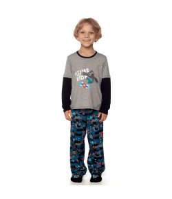 Pijama Manga Longa Kids Puket Gorila Cinza INV19 - 030402017