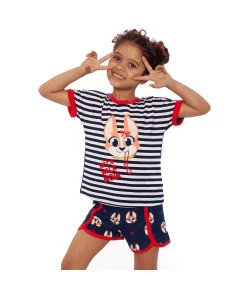 Short Doll Manga Curta Kids Puket Corgi Azul Marinho V20 - 030402034