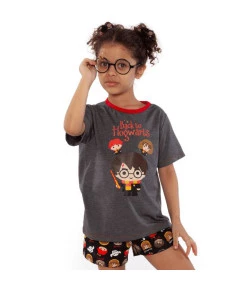 Pijama Manga Curta Kids Puket Harry Potter Cinza - 030402113