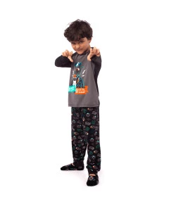 Pijama Ml Kids Puket Visco Pantera Preto