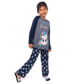 Pijama Manga Longa Kids Puket Visco Unicórnio Marinho