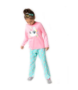 Pijama Manga Longa Kids Puket Eco Unicórnio Rosa
