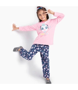 Pijama Manga Longa Kids Eco Lhama Space Puket Rosa