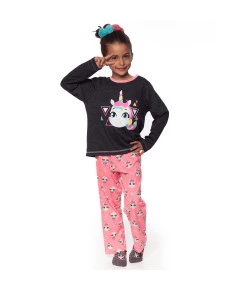 Pijama Manga Longa Teen Puket Unicórnio Cinza INV19 - 030501448