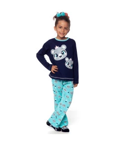 Pijama Manga Longa Kids Puket Urso Azul Marinho INV19 - 030402007