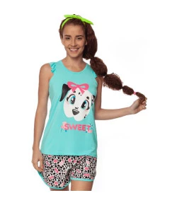 Pijama Regata Adulto Puket Dálmata Verde Água INV19 - 030602066