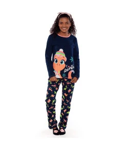 Pijama Manga Longa Adulto Puket Dina Azul Marinho INV19 - 030602073