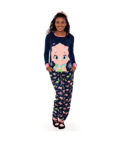 Pijama Manga Longa Adulto Puket Dina Azul Marinho INV19 - 030602076