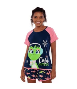 Pijama Manga Curta Adulto Puket Dina Azul Marinho - 030602077
