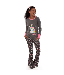 Pijama Manga Longa Adulto Puket Unicórnio Cinza INV19 - 030602083